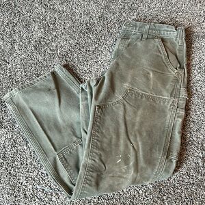 CARHARTT Men's 30x30 Green Double Front Carpenter Pants Original Dungaree Fit